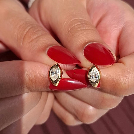 Pear Shaped Sculpted Diamond Studs