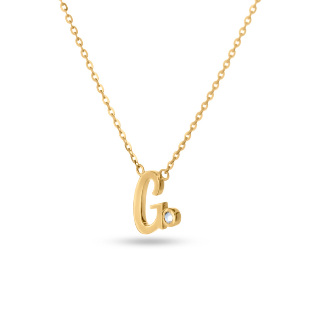 Script Initial & Birthstone Necklace