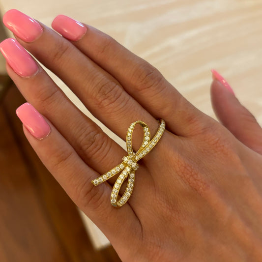 Diamond Bow Two Finger Ring