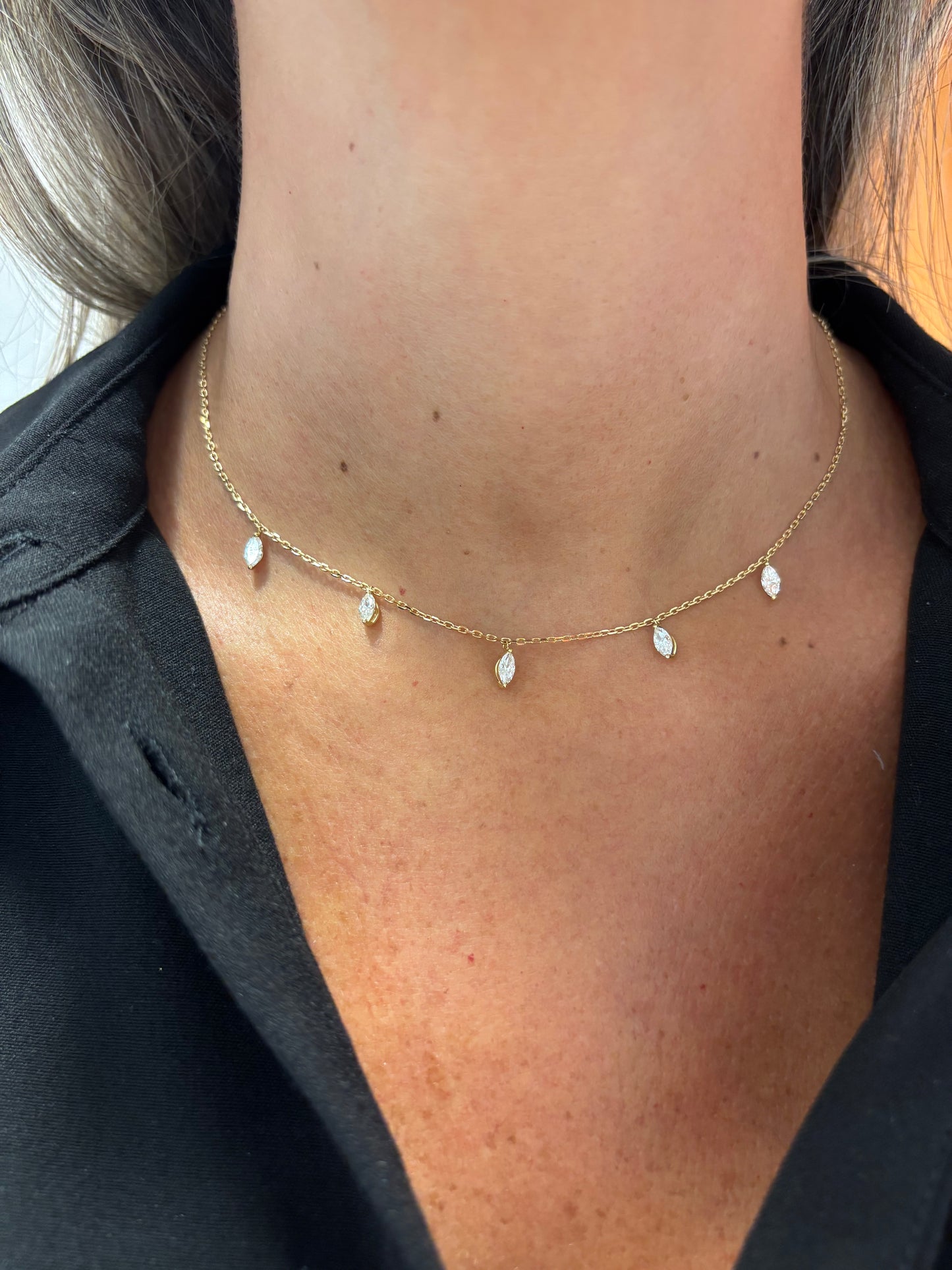 Marquise Diamond Station Necklace