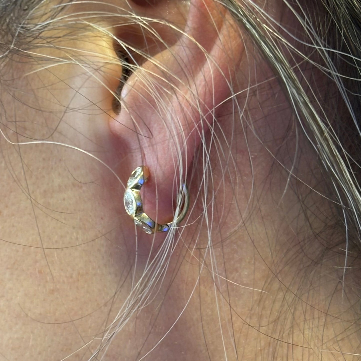 Bezel Set Oval Diamond Huggies