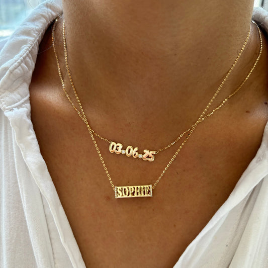 Four Sided Name Necklace With Diamonds