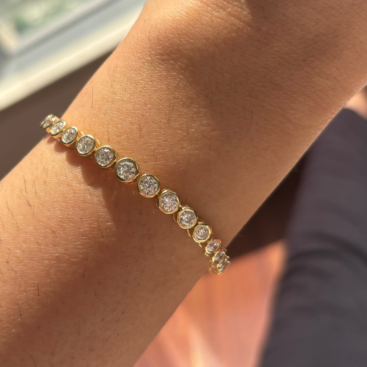 Graduated Bezel Set Diamond Tennis Bracelet