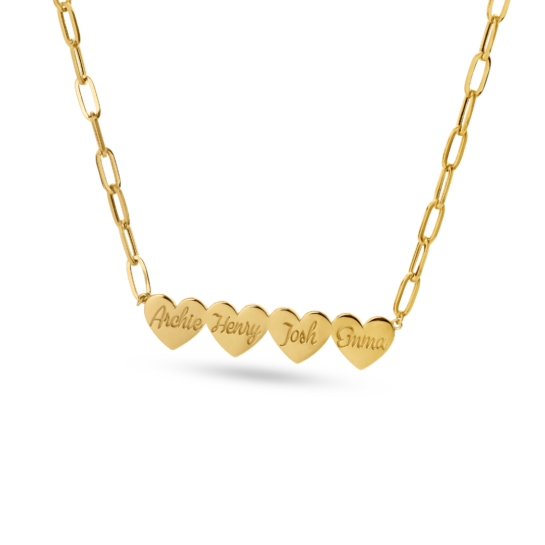 Multi-hearts Paperclip Necklace