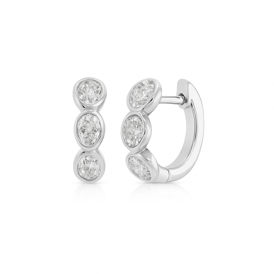 Bezel Set Oval Diamond Huggies