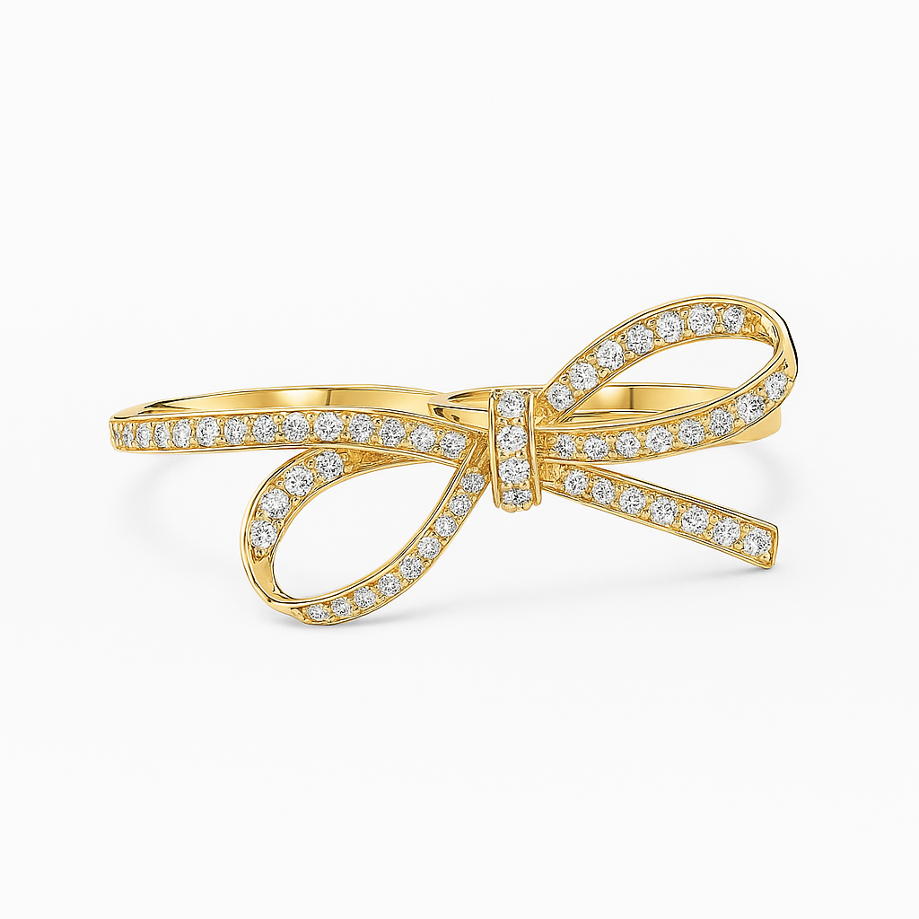 Diamond Bow Two Finger Ring