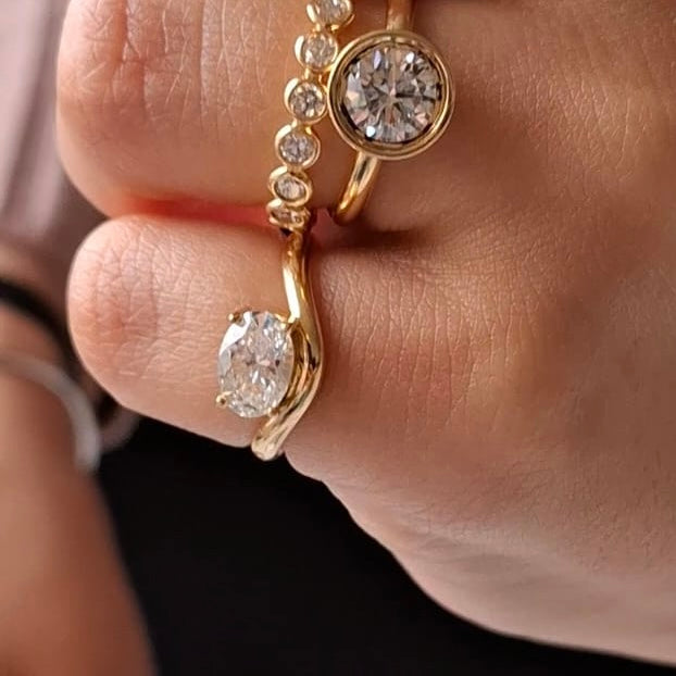 Oval Cut Diamond Pinky Ring