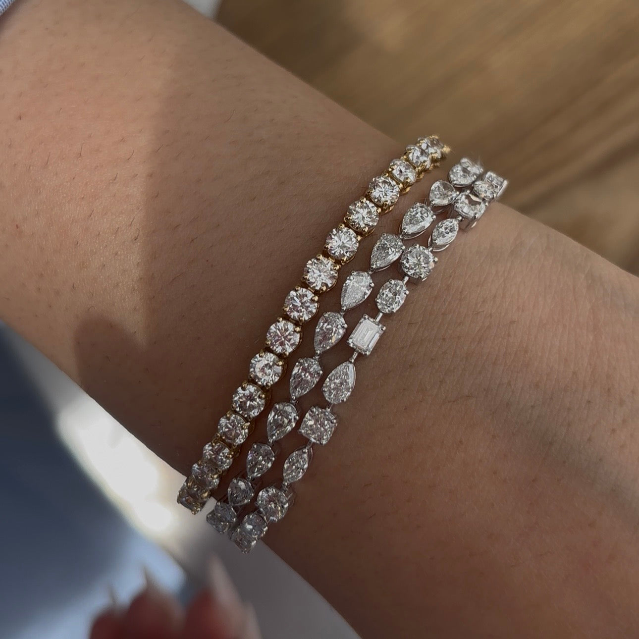 Mixed Shape Lab Diamond Tennis Bracelet