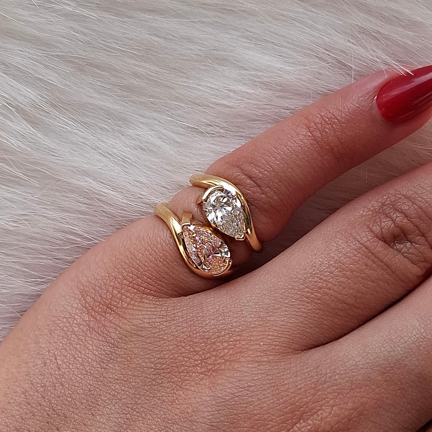 Pear Diamond Pinky Ring