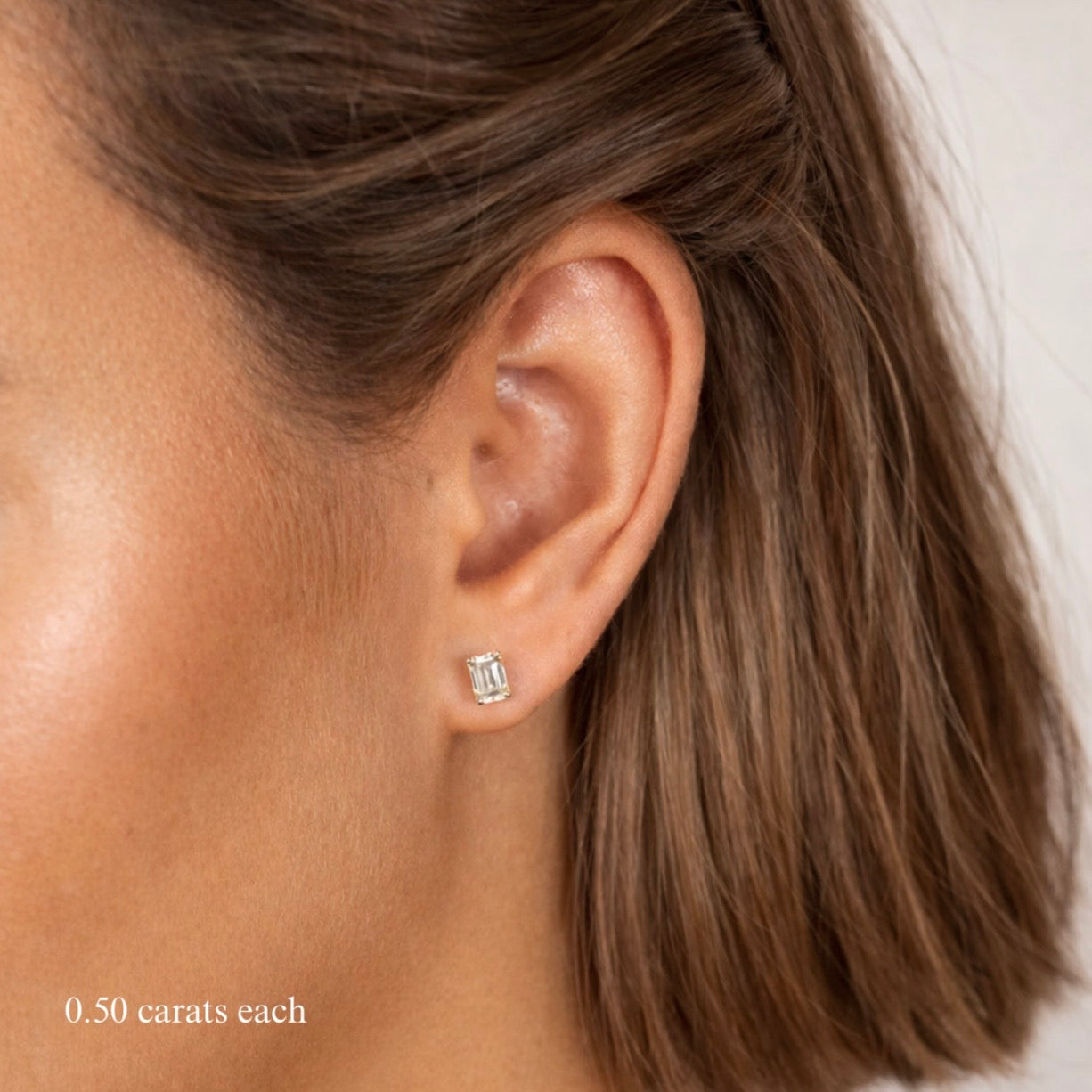 Emerald Cut Diamond Studs