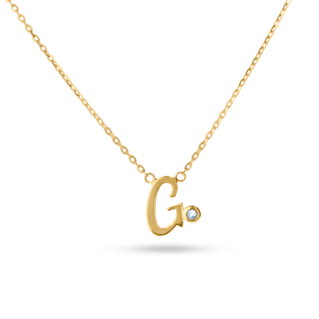Script Initial & Birthstone Necklace
