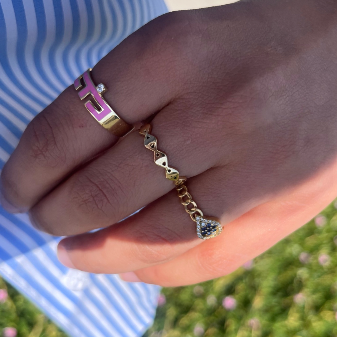 Solid Gold Evil Eye Eternity Ring