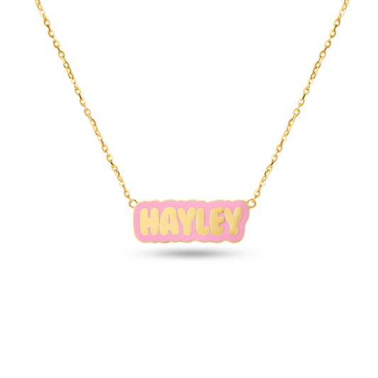 Bubble Enamel Outline Name Necklace