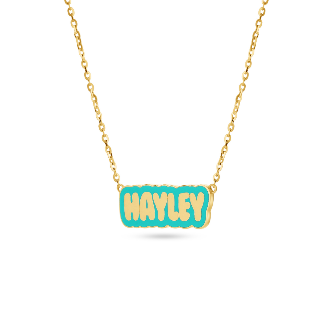 Bubble Enamel Outline Name Necklace