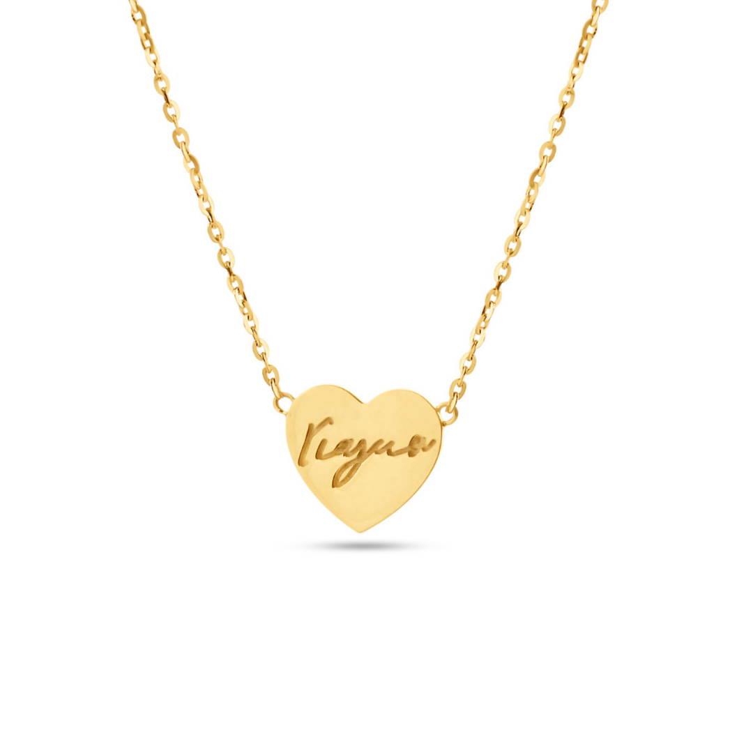 Gold heart hot sale pendant engraved