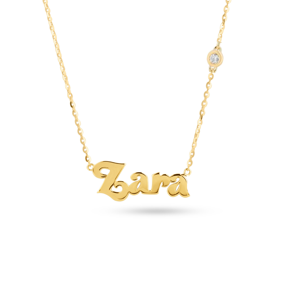Name Necklace With Diamond Bezel