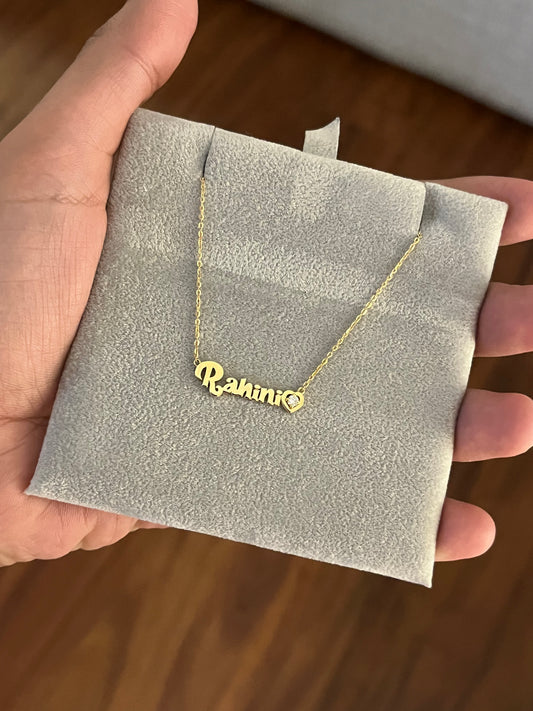 Name Necklace With Diamond Heart