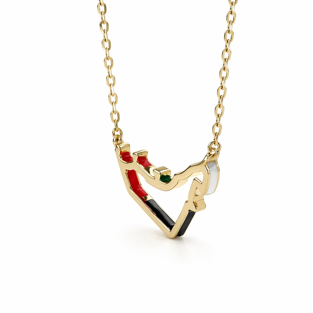 UAE map necklace with enamel border