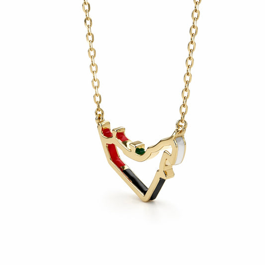 UAE map necklace with enamel border