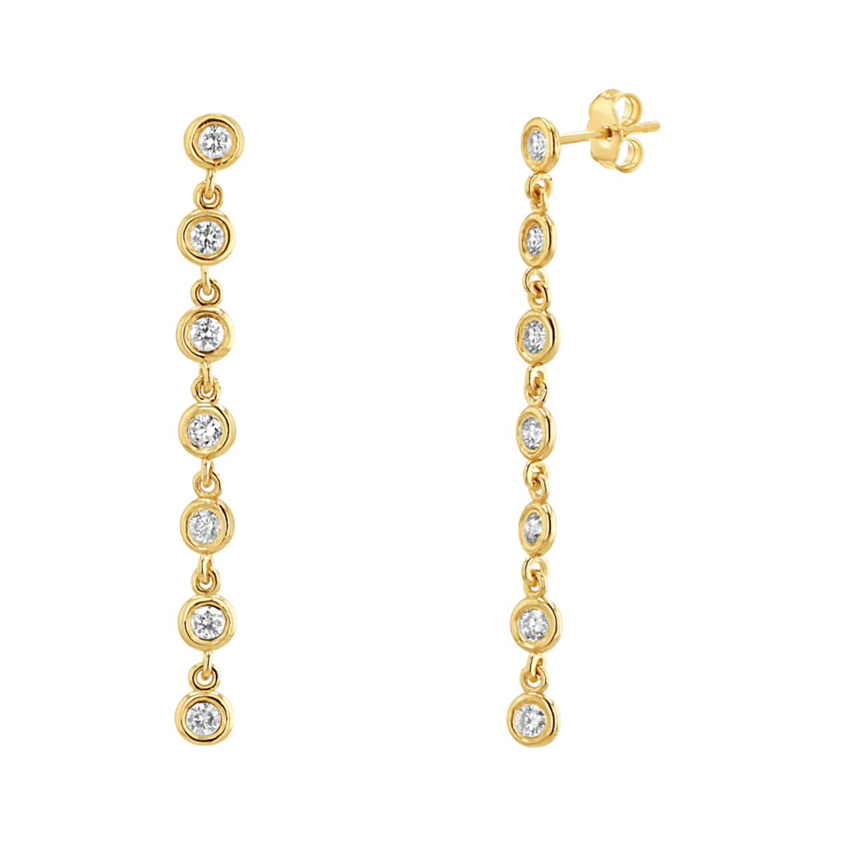 Diamond Bezel Drop Earrings