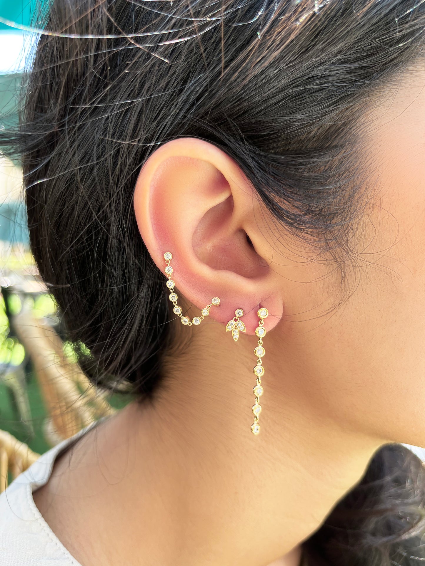 Diamond Bezel Drop Earrings