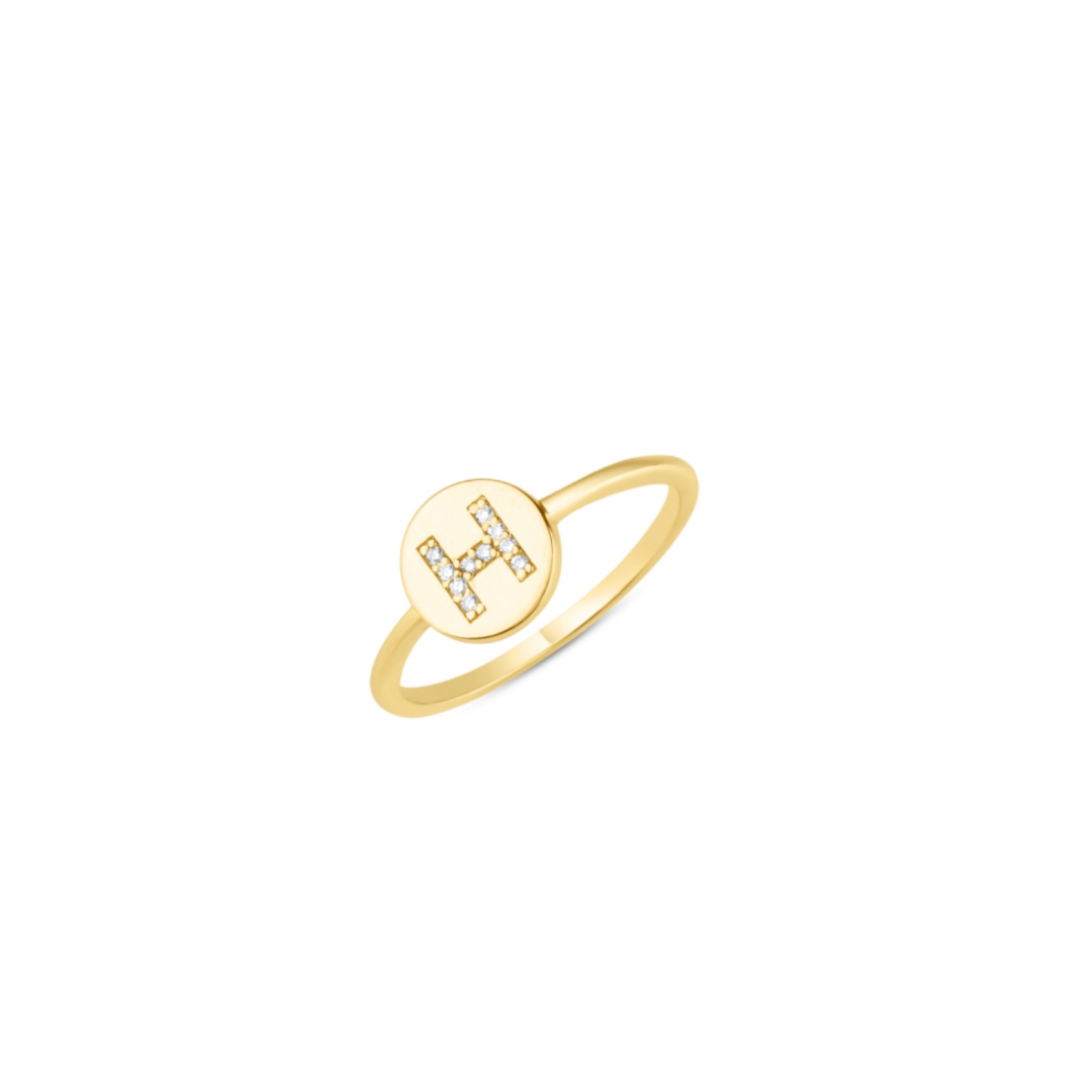 Diamond Initial Coin Ring