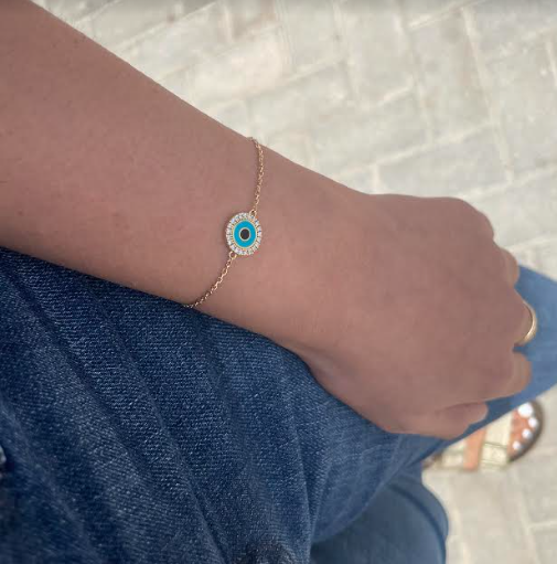 Enamel Evil Eye Diamond Bracelet