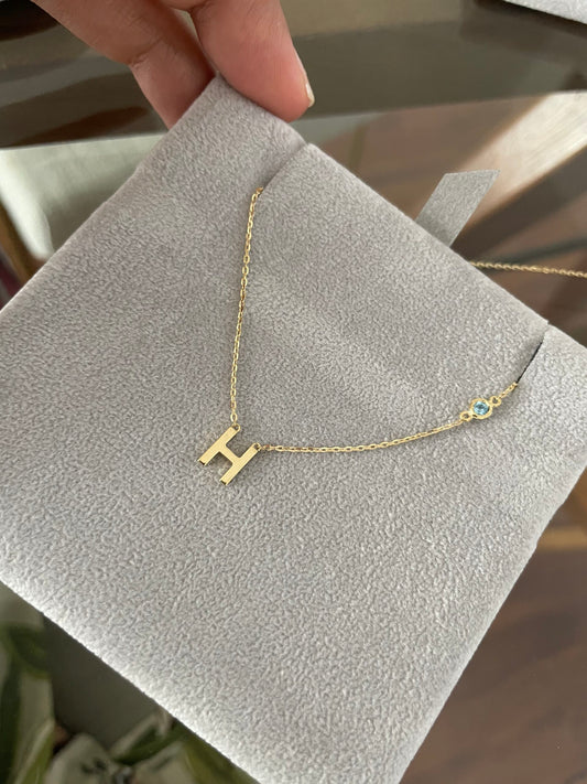 Initial & Birthstone Necklace