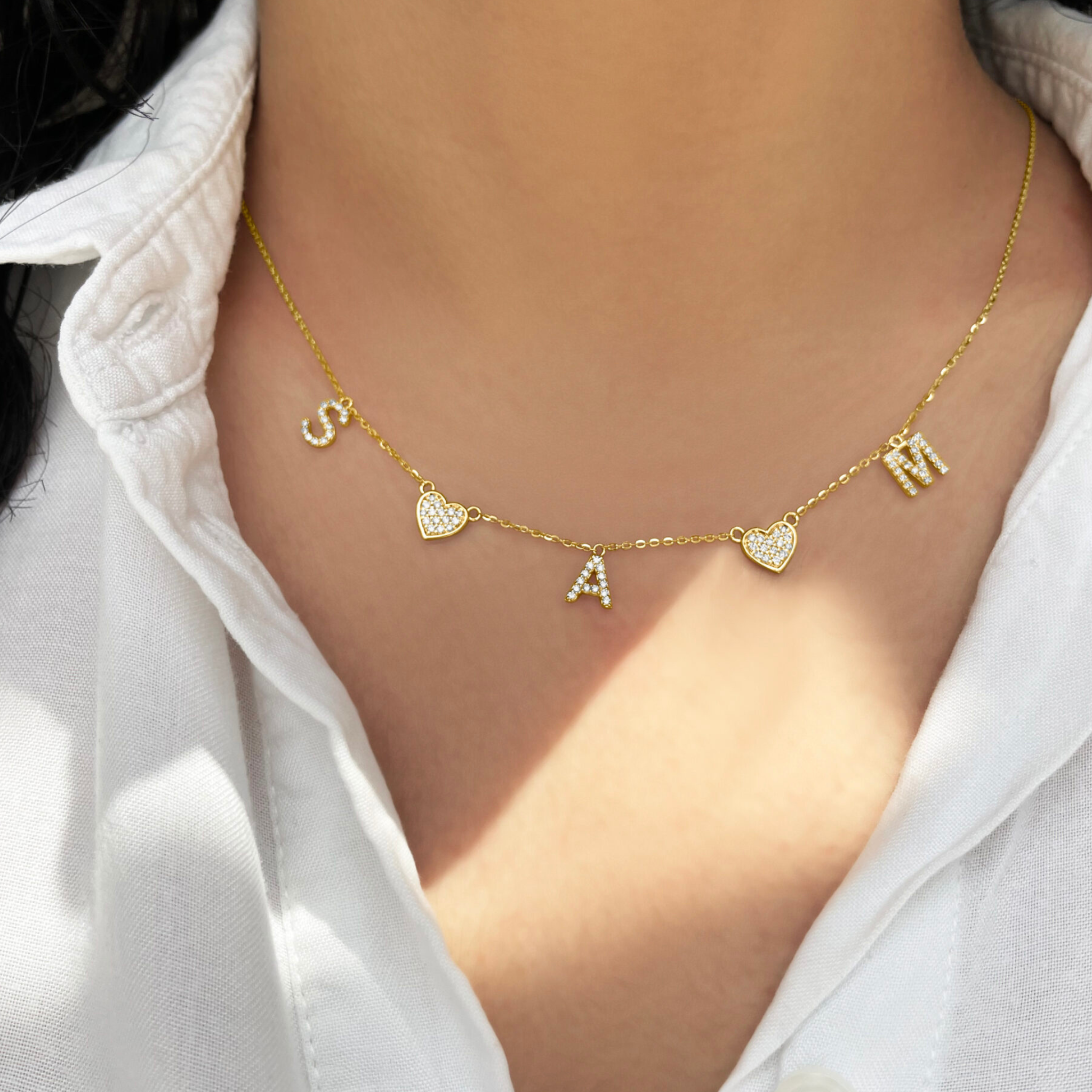 Gold name 2025 letter necklace