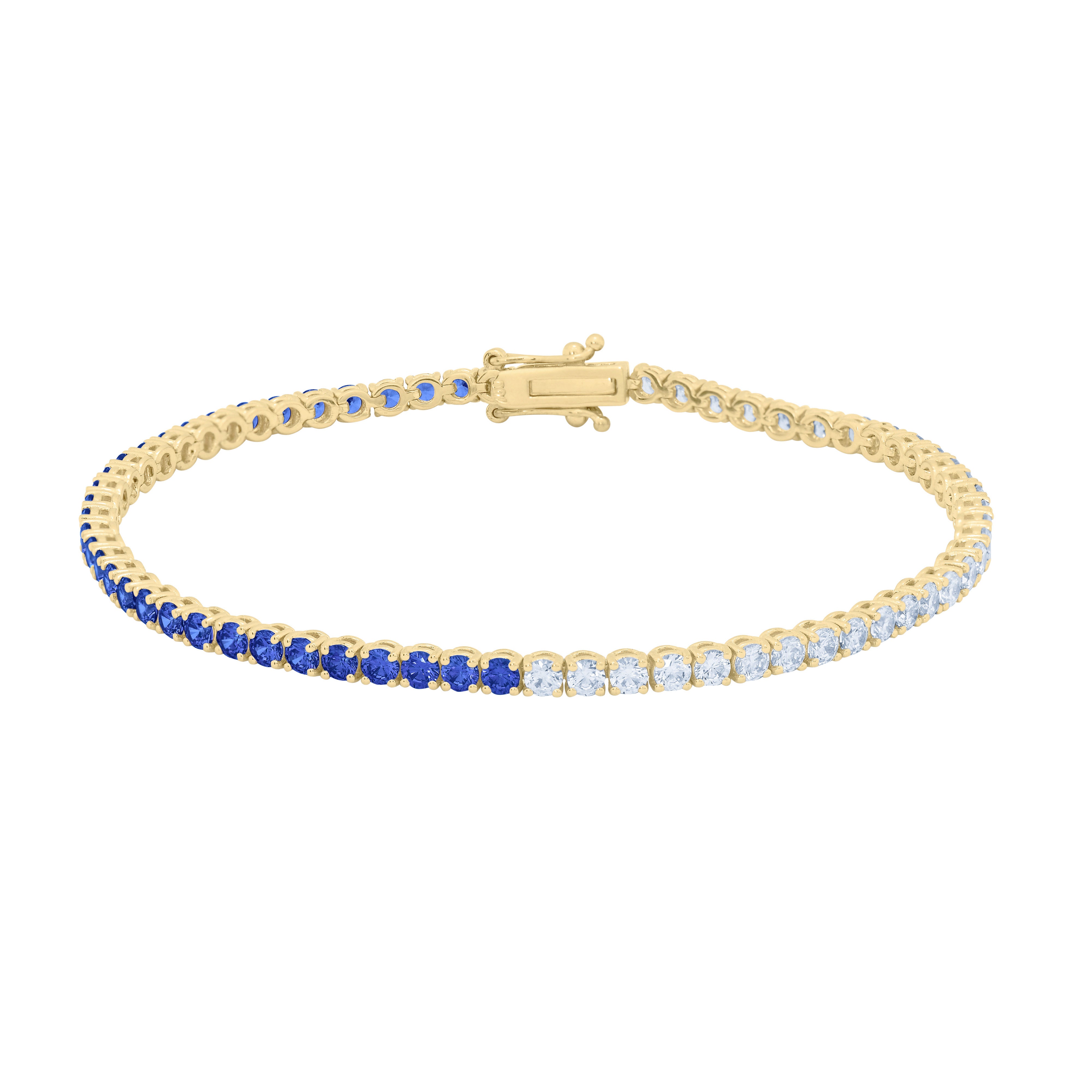 Half Diamond Half Gemstone Tennis Bracelet