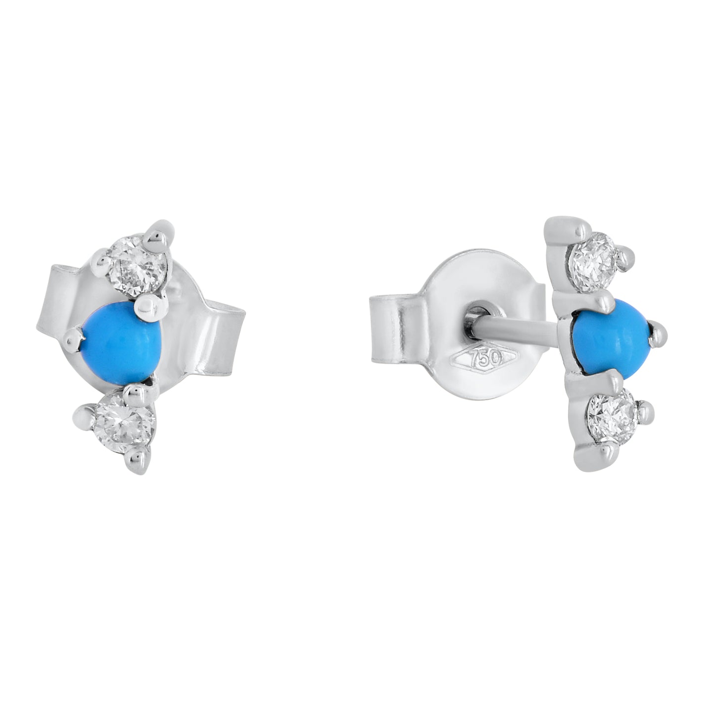 Diamond & Turquoise Trio Stud