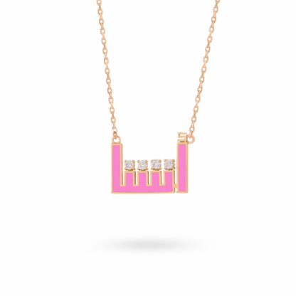 Kufi Enamel Arabic Name Necklace With Diamonds
