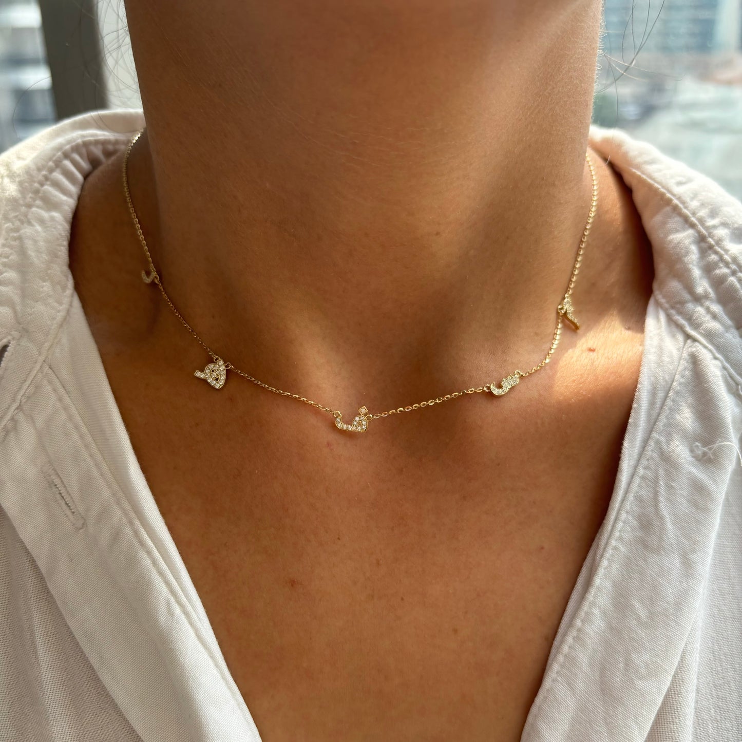 Arabic Diamond Initial Necklace