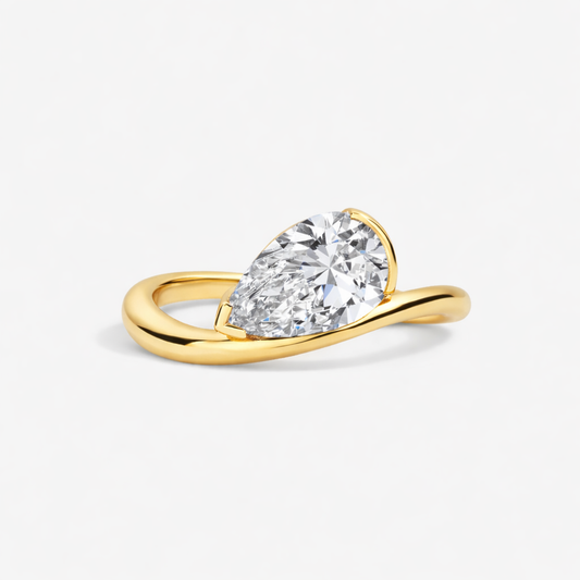 Pear Diamond Pinky Ring
