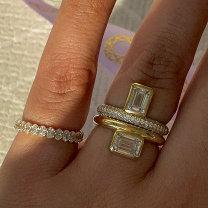 Floating Bezel Set Emerald Cut Lab Diamond Ring