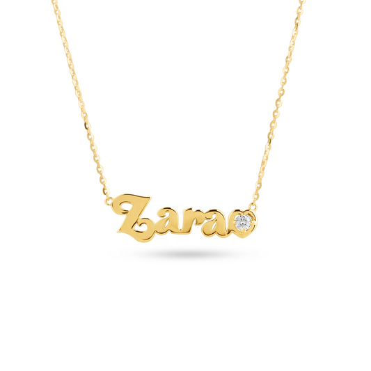 Name Necklace With Diamond Heart