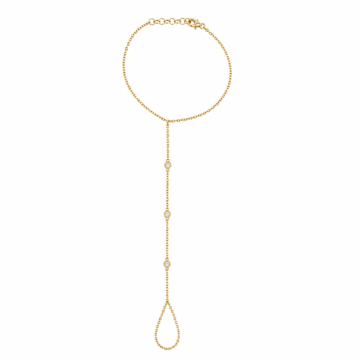 Three Diamond Bezel Hand Chain