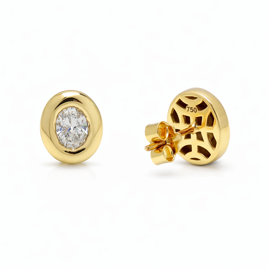 Cloud Bezel Oval Studs 1.20 TCW