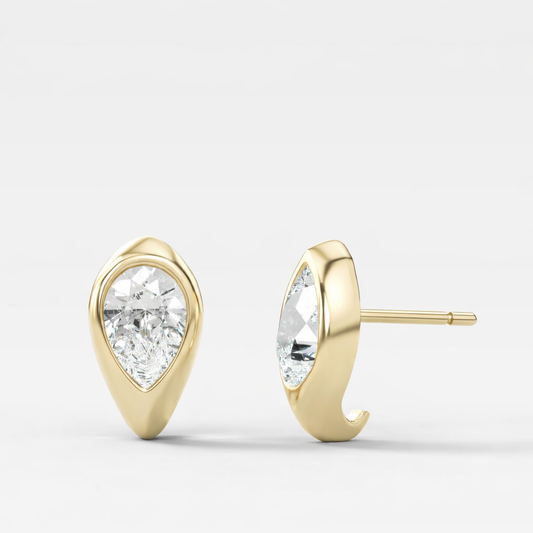 Pear Shaped Sculpted Diamond Studs