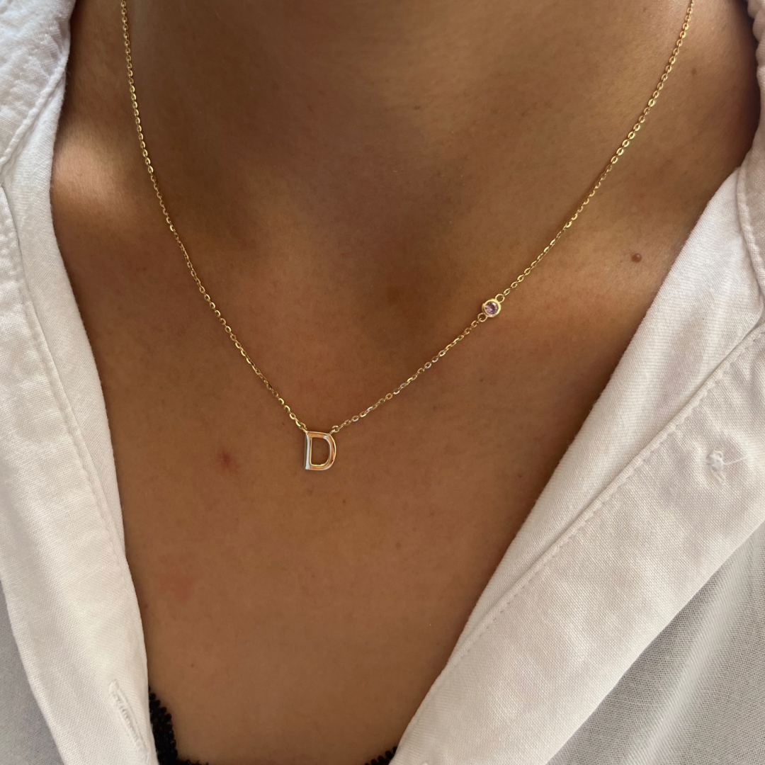 Initial & Birthstone Necklace