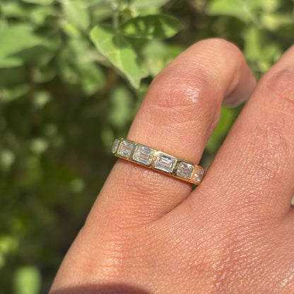 Bezel Set Emerald Cut Eternity Ring