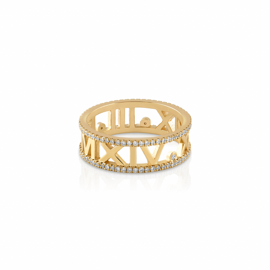 Diamond Roman Numeral Ring