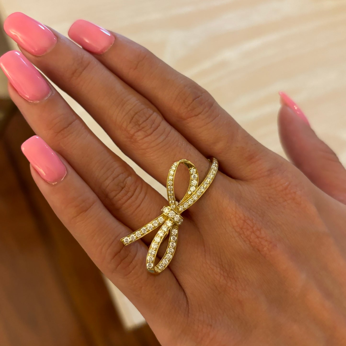 Diamond Bow Two Finger Ring