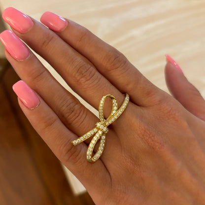 Diamond Bow Two Finger Ring