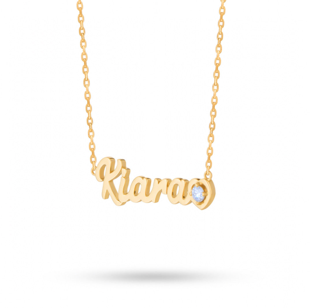Name Necklace With Diamond Heart