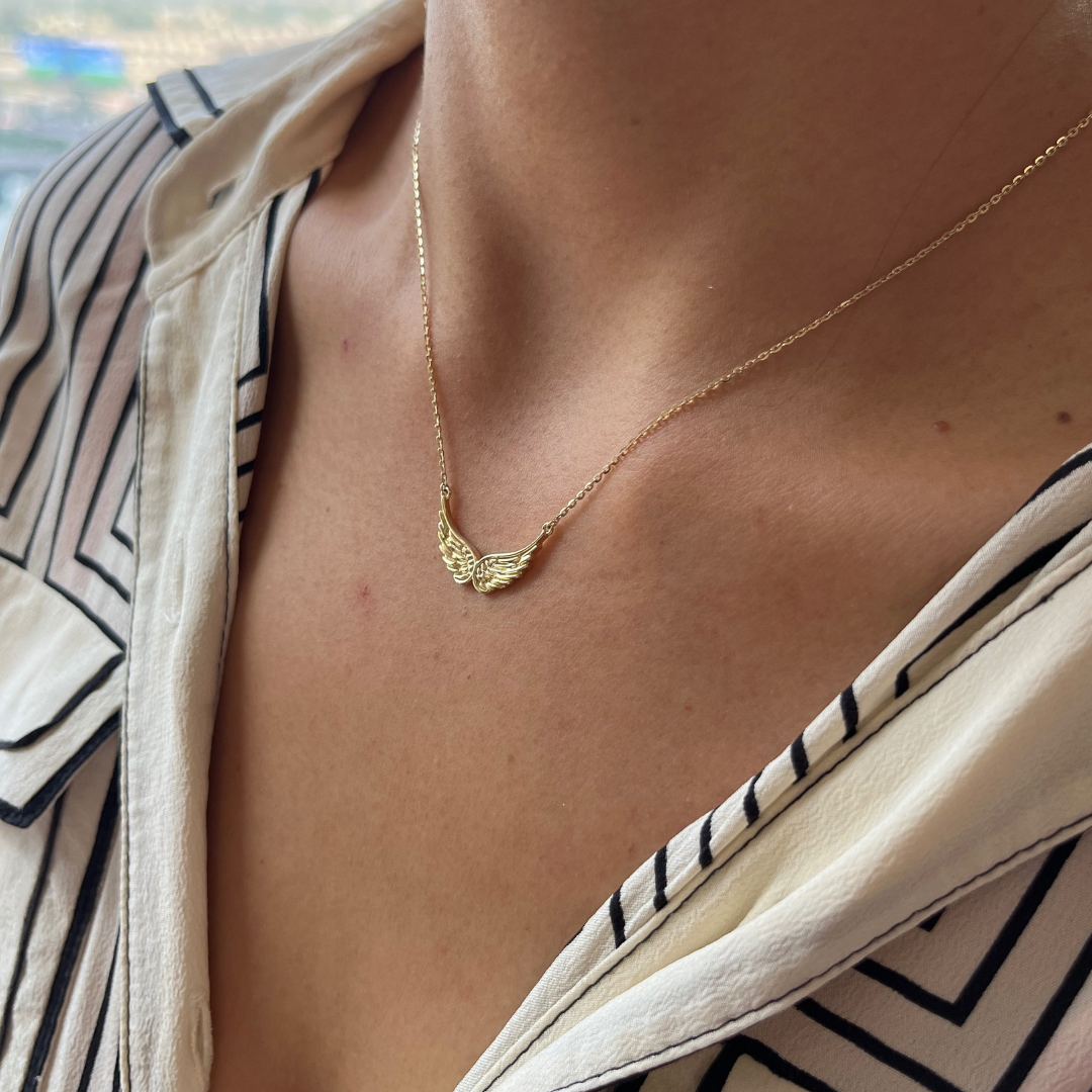 Angel Wings Solid Gold Necklace