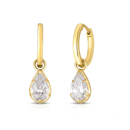 Pear Diamond Drop Huggies