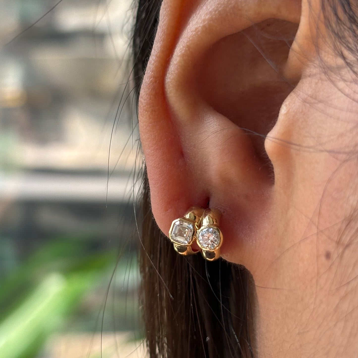 Asscher & Brilliant Cut Half Huggies