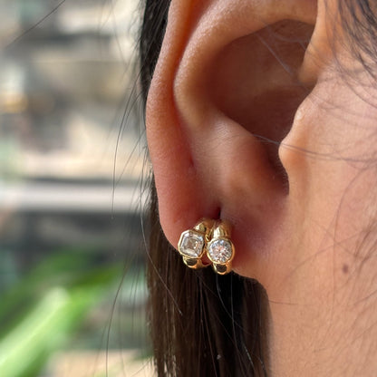 Asscher & Brilliant Cut Half Huggies