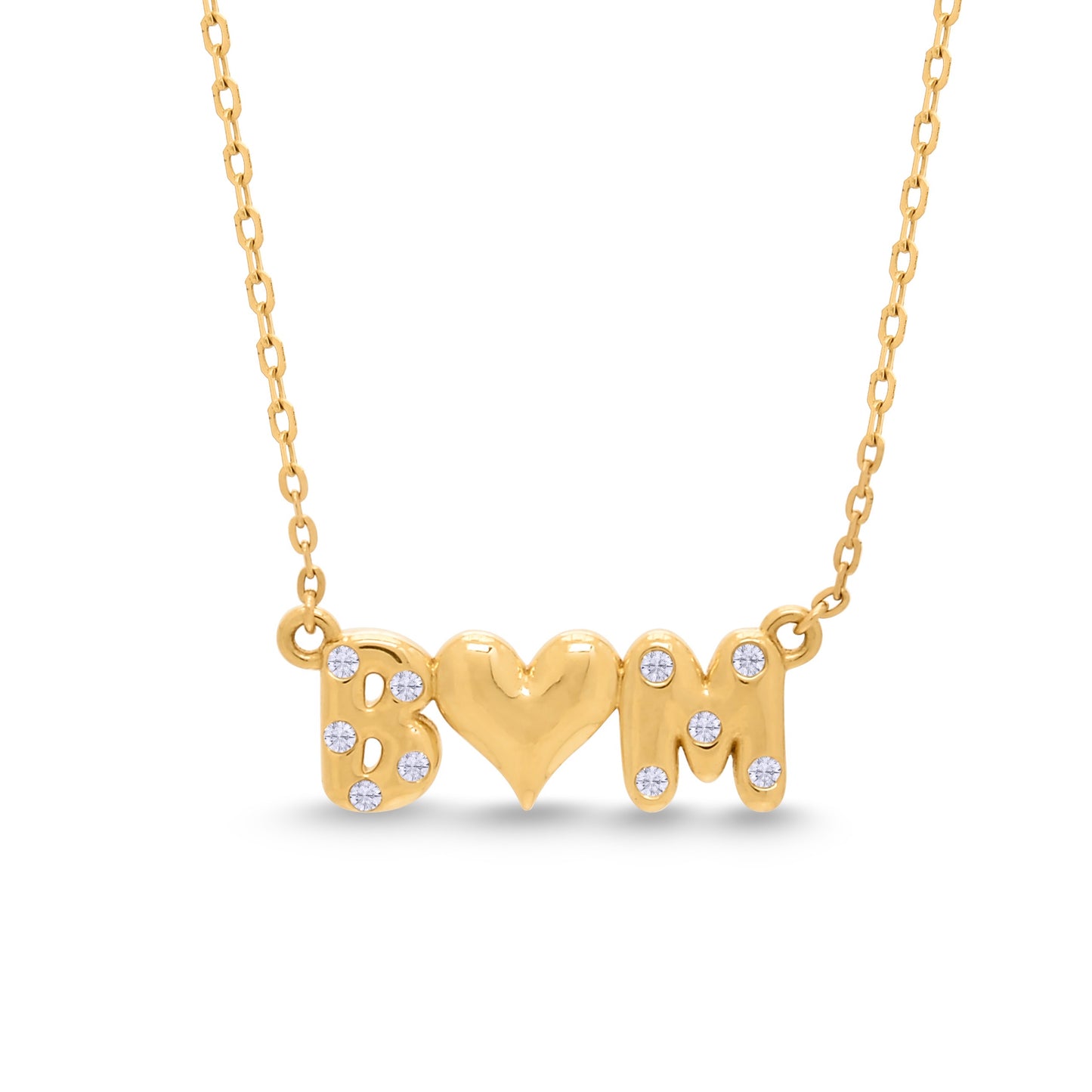 Bubble Initial Necklace With Inlay Diamonds